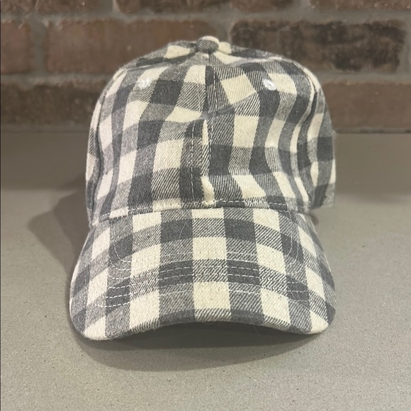 Buffalo Check Checkered Gray and White Baseball Style Cap - Picture 2 of 11
